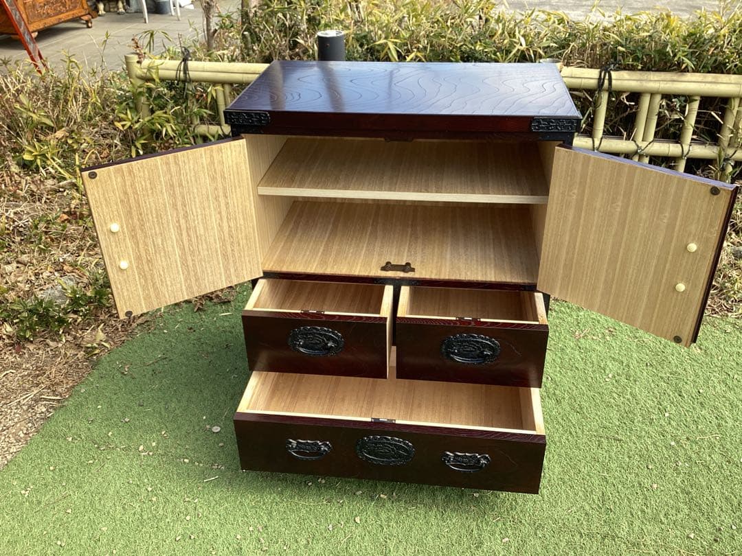 [智花] 時代箪笥　民芸箪笥　装飾金具　整理箪笥