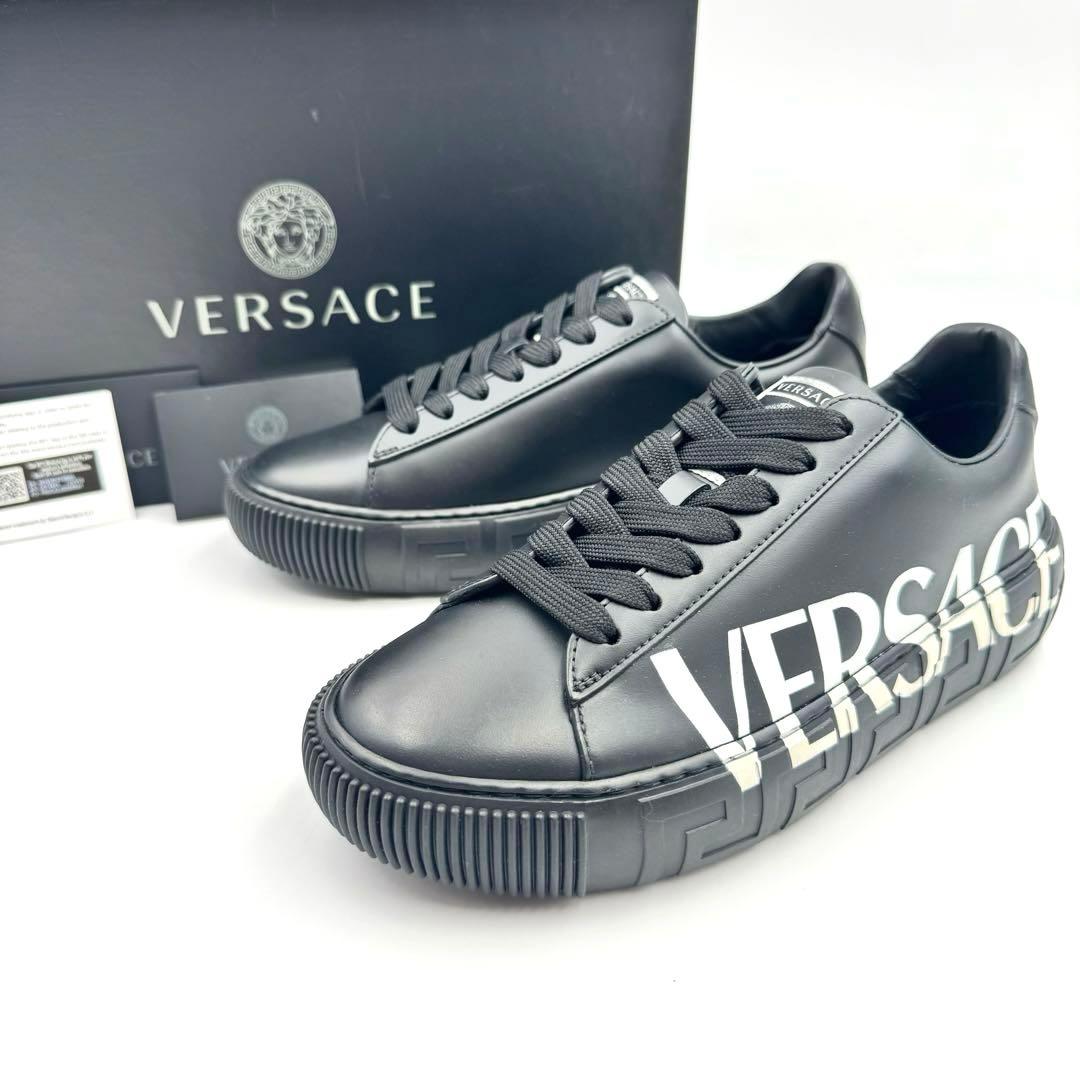 新品✨VERSACE ローカットスニーカー　レザー　ブラック　ロゴマーク
