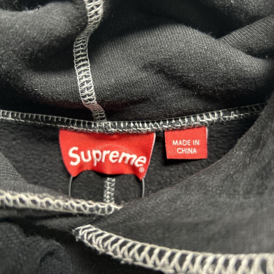 185【人気即完売品】シュプリーム♤刺繍ビッグロゴ　ステッチ　パーカー