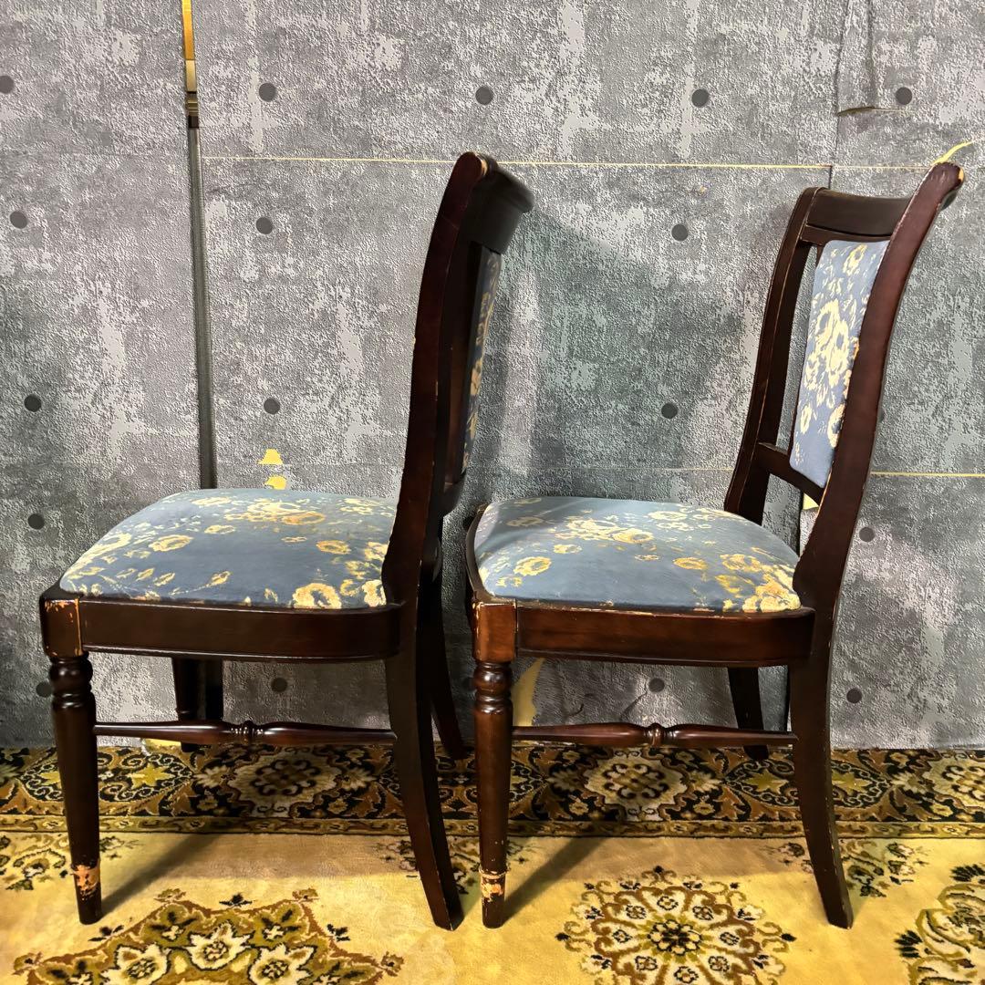 ꧁カリモク家具 karimoku꧂花柄ダイニングチェア2脚 食卓椅子 いす イス