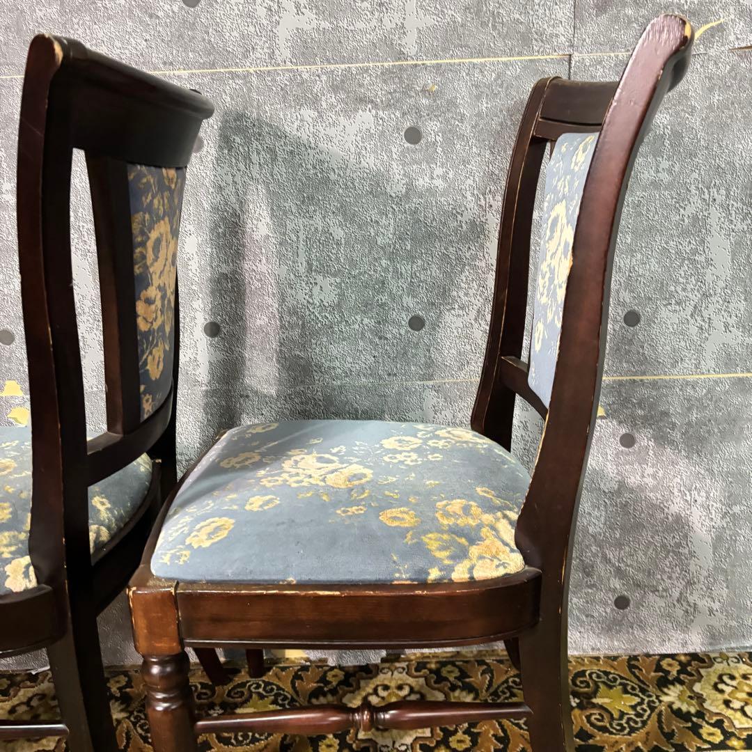 ꧁カリモク家具 karimoku꧂花柄ダイニングチェア2脚 食卓椅子 いす イス