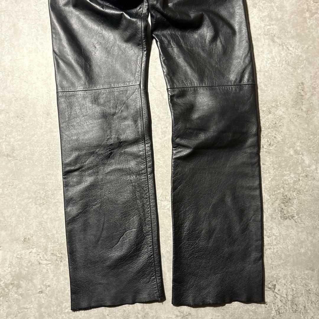 美品✨ハーレーダビッドソン W30シボ革 レザーパンツ 黒