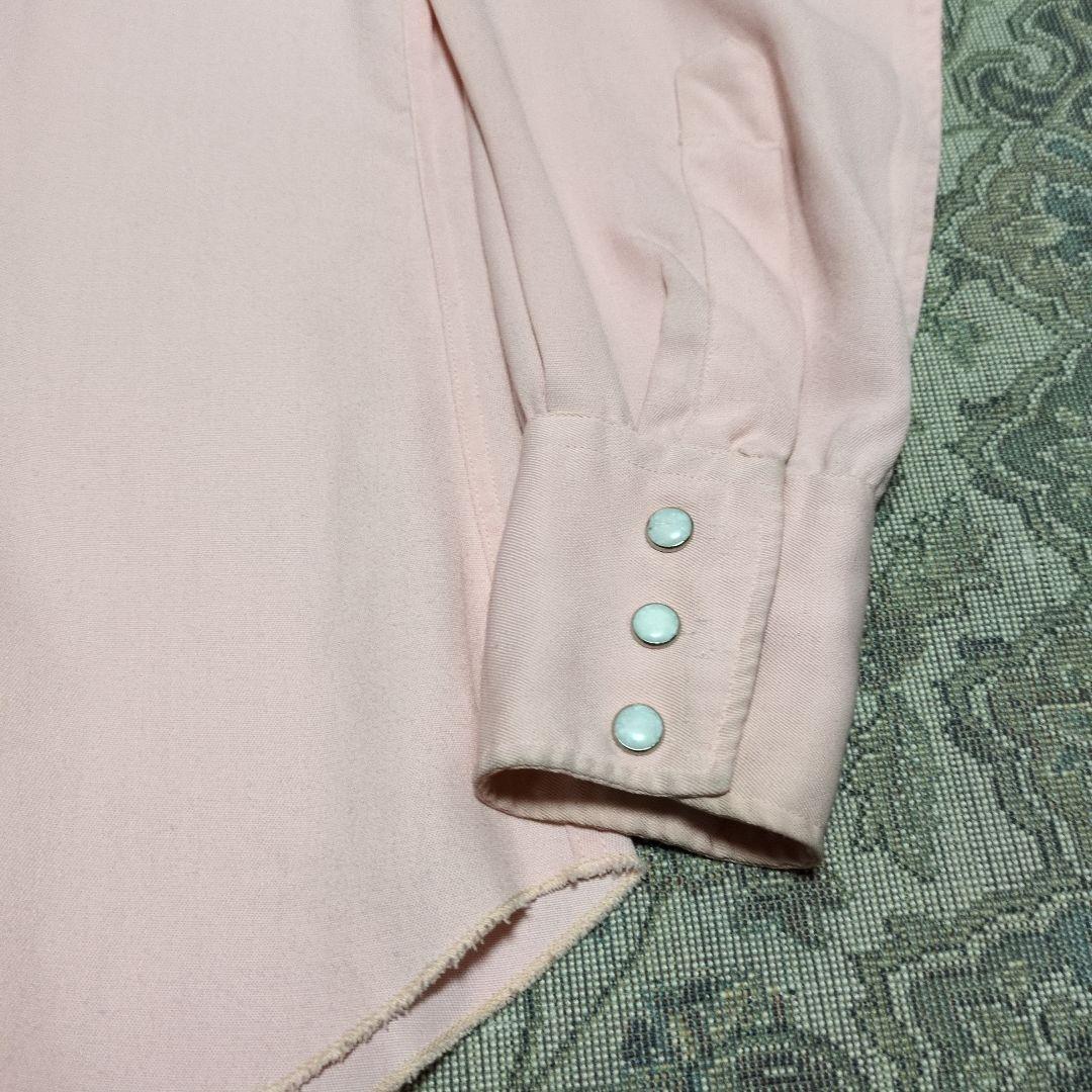 50s HbarC サーモンピンク レーヨンギャバシャツ