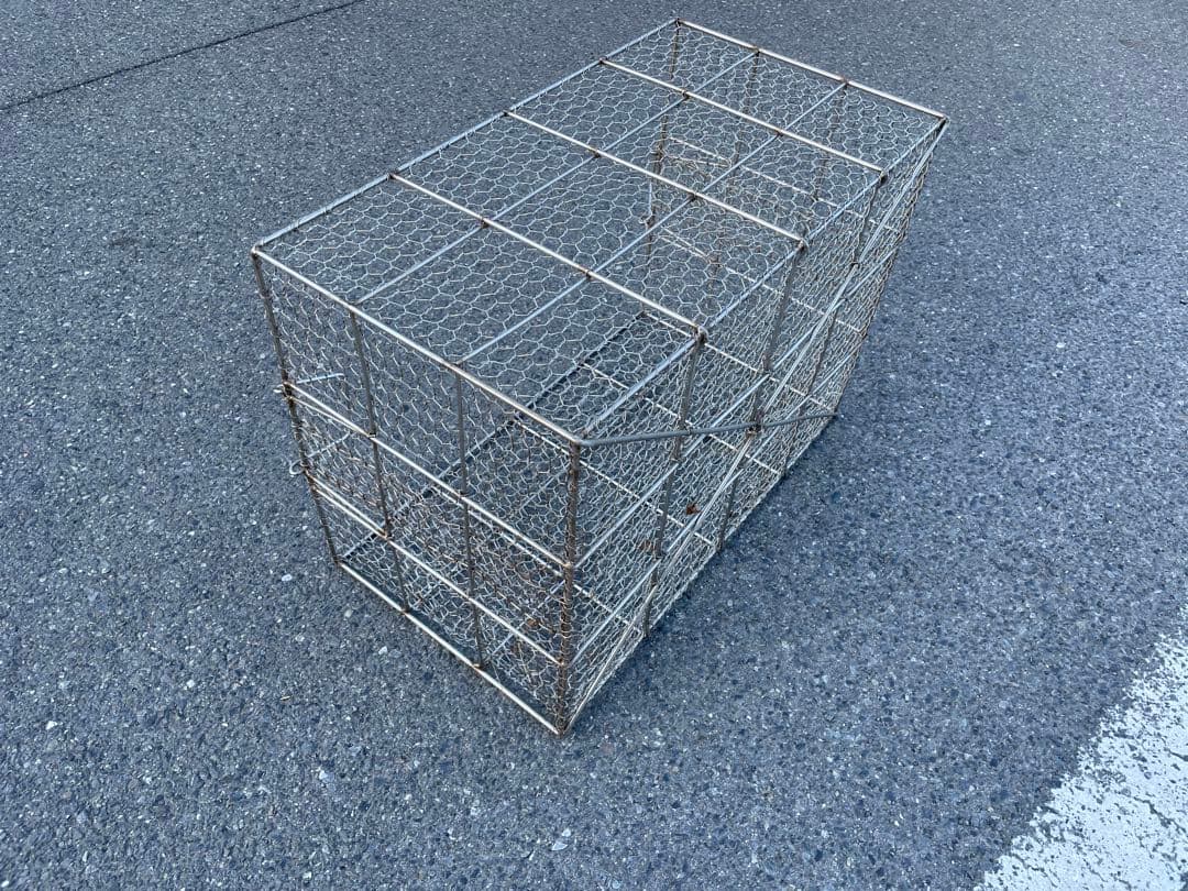 長方形　バスケット 約70cm x 49cm x 39cm ステンレス　亀甲金網