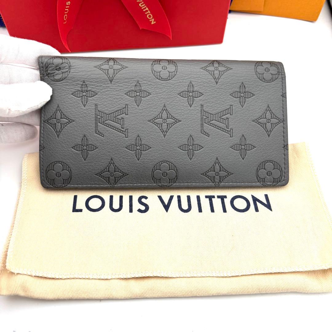 ☆美品☆保存袋付☆ルイヴィトン 長財布 モノグラムシャドウ ポルトフォイユブラザ