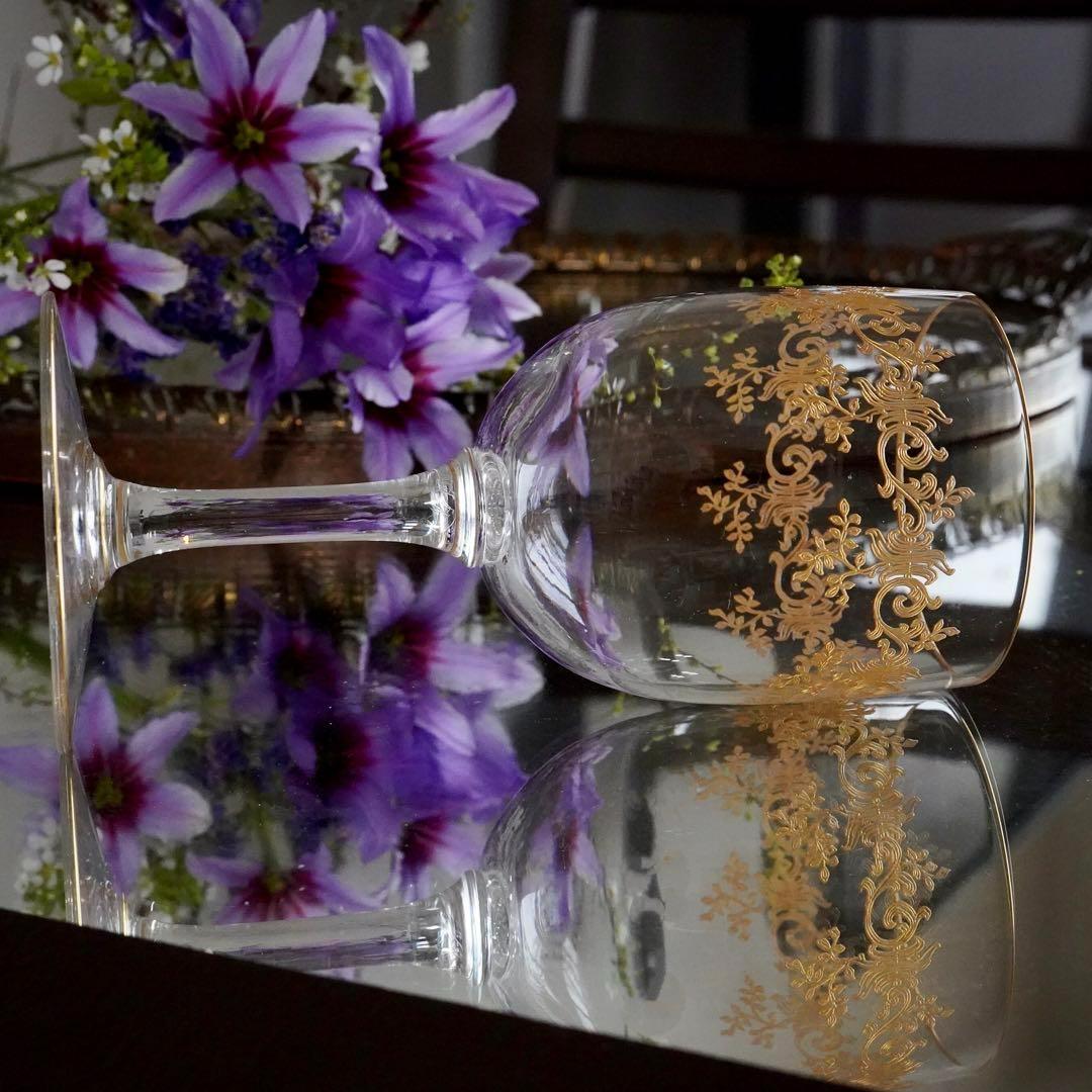 美品オールドバカラBACCARATセヴィーヌ金彩レカミエ★赤ワイングラス 1脚B