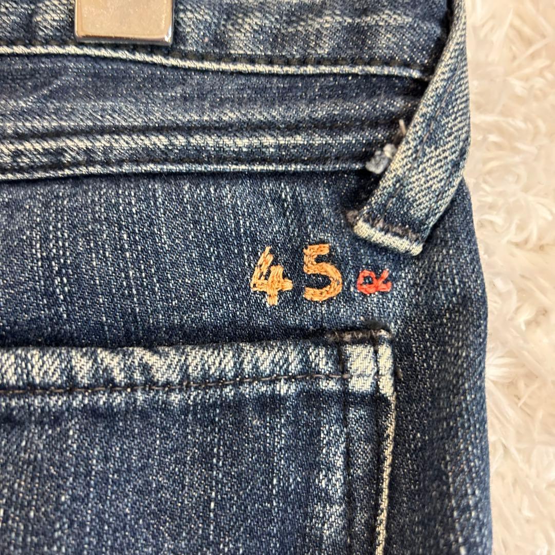 極美品 希少 45rpm デニムスカート インディゴ染め 45R刺繍 リメイク