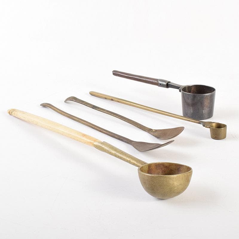 こうちゃん　朝鮮美術　李朝　古銅　薬匙　銅匙　柄杓　5点　V　R7507