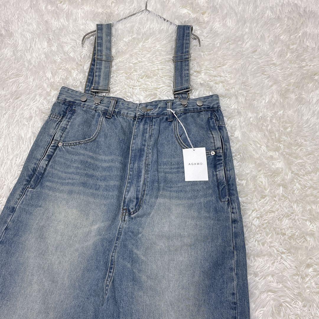 新品タグ付きAGAWD デニムオールインワン サロペット F