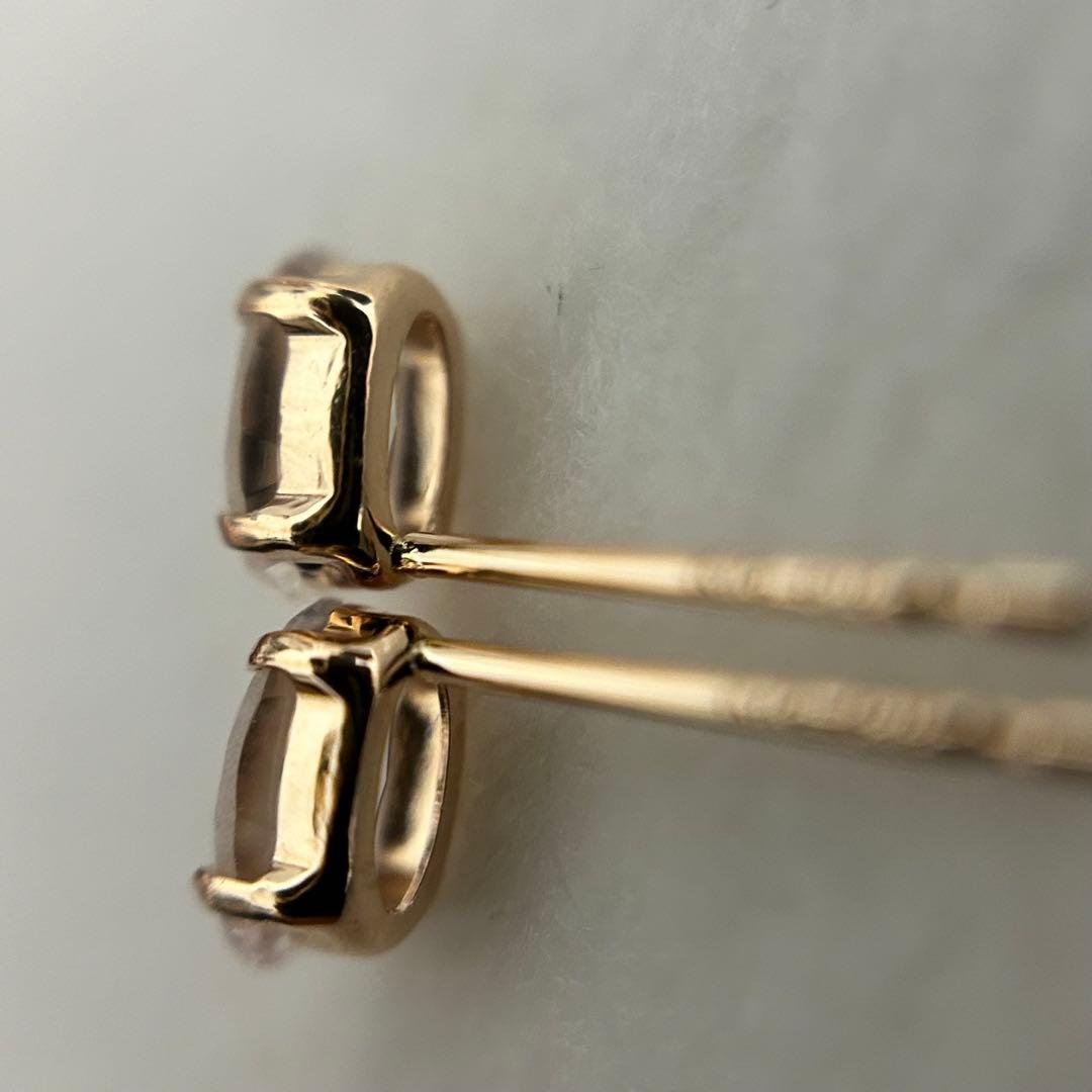 新品　モルガナイト　k18PG 一粒ピアス　0.18ct×2 スタッドピアス