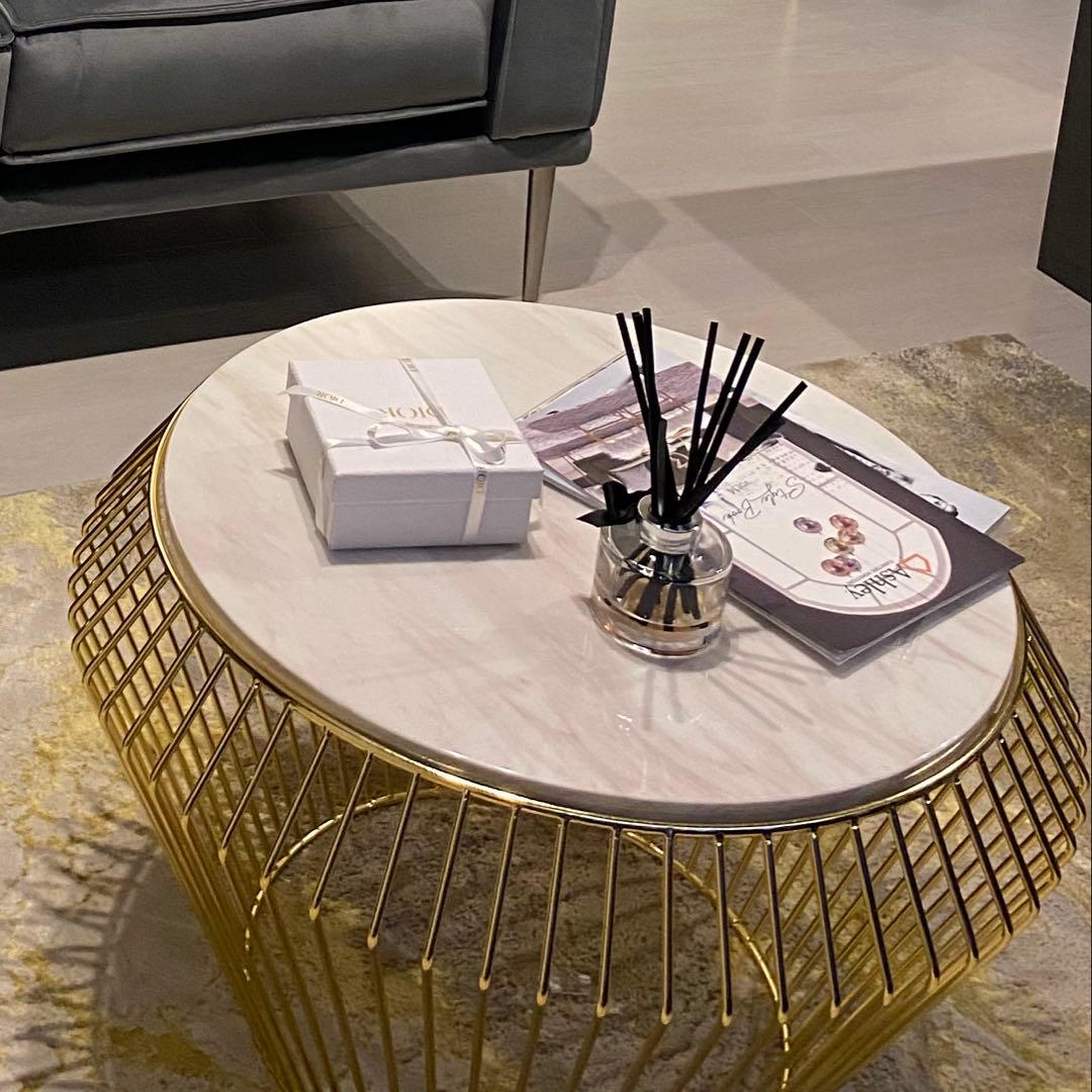 ローテーブル大理石 ゴールド リビング