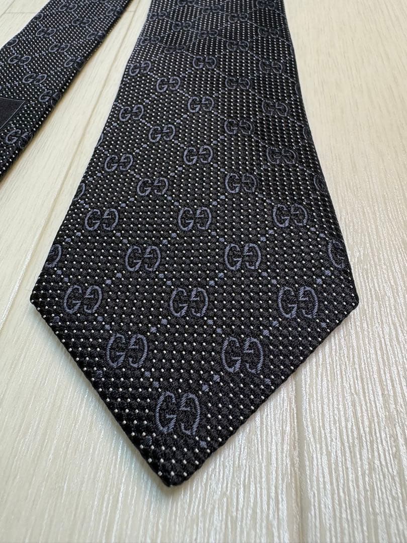 【極美品】 GUCCI グッチ ネクタイ GG キャンバス ブラック ジャカード