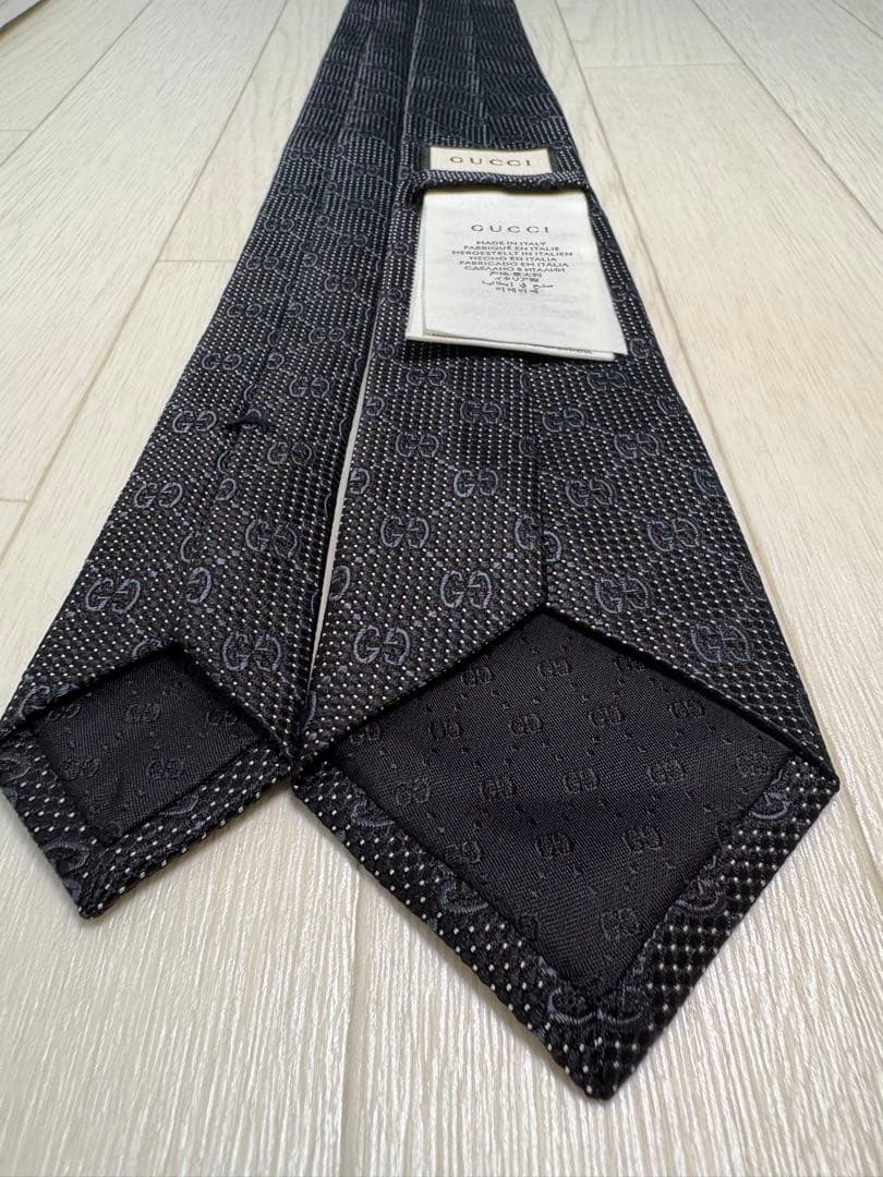 【極美品】 GUCCI グッチ ネクタイ GG キャンバス ブラック ジャカード