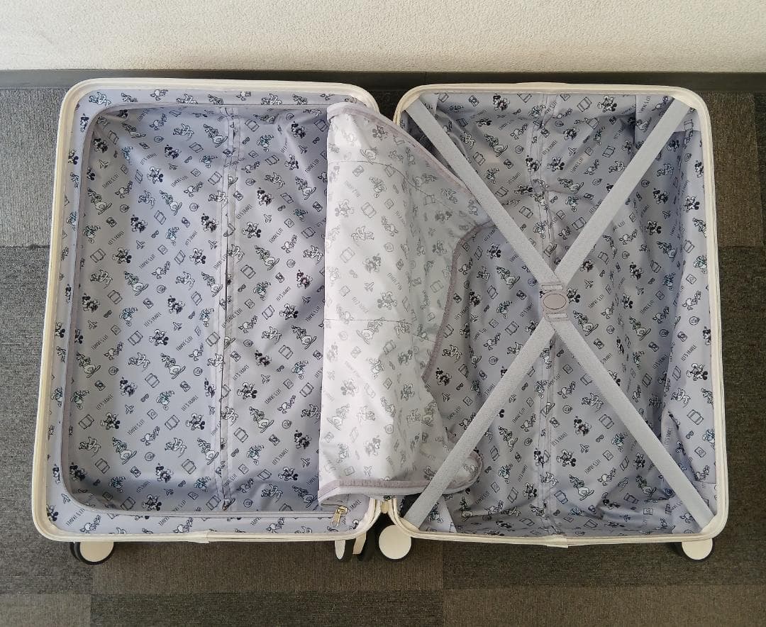 ミッキーマウス スーツケース 59L (3~7泊向け） アイボリー TSAロック