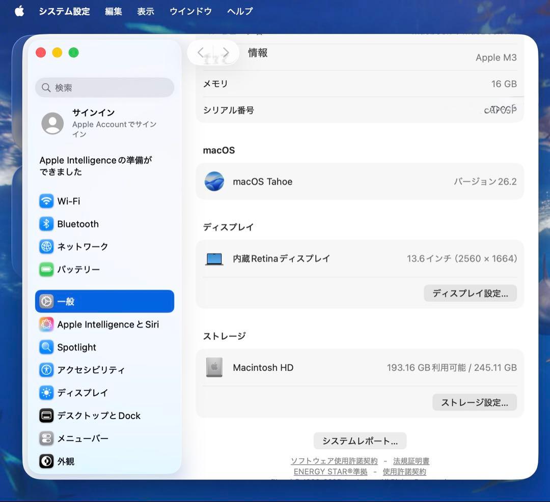N*e様 MacBook Air M3 256GB 16GB オフィス認証済