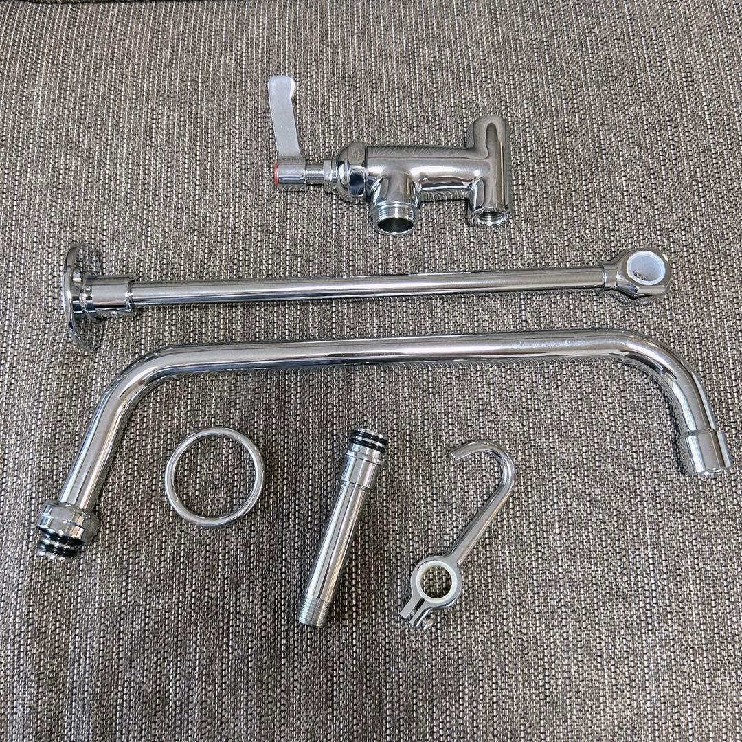 業務用 シンク用 蛇口 プリンススプレー付き 壁取り付けタイプ 30cm