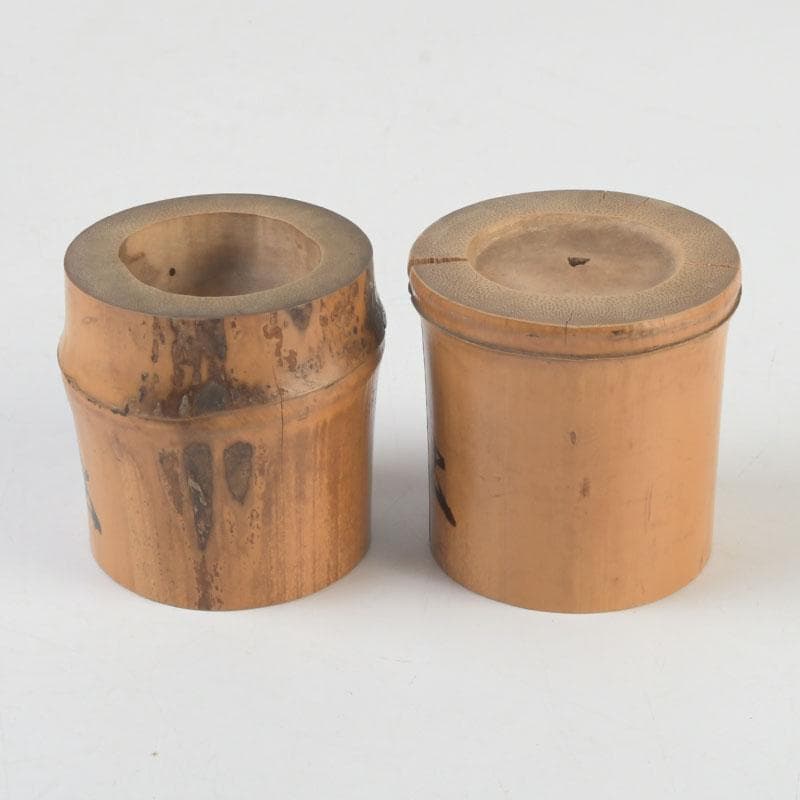 茶道具　竹蓋置　一双　花押あり　書付共箱　N　9860