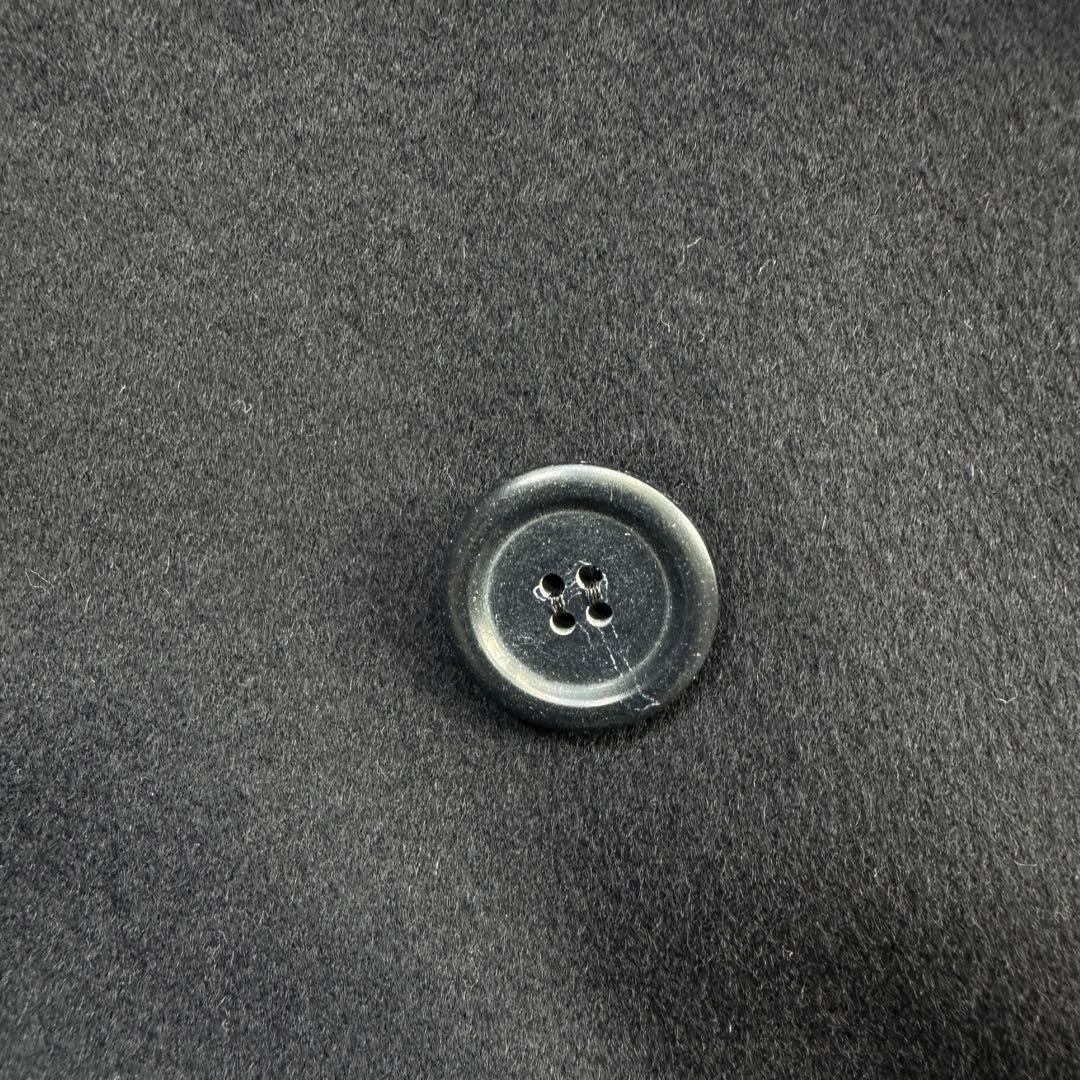 美品 大きいサイズ【SANYO】カシミヤ ウール ステンカラーコート 比翼 紺