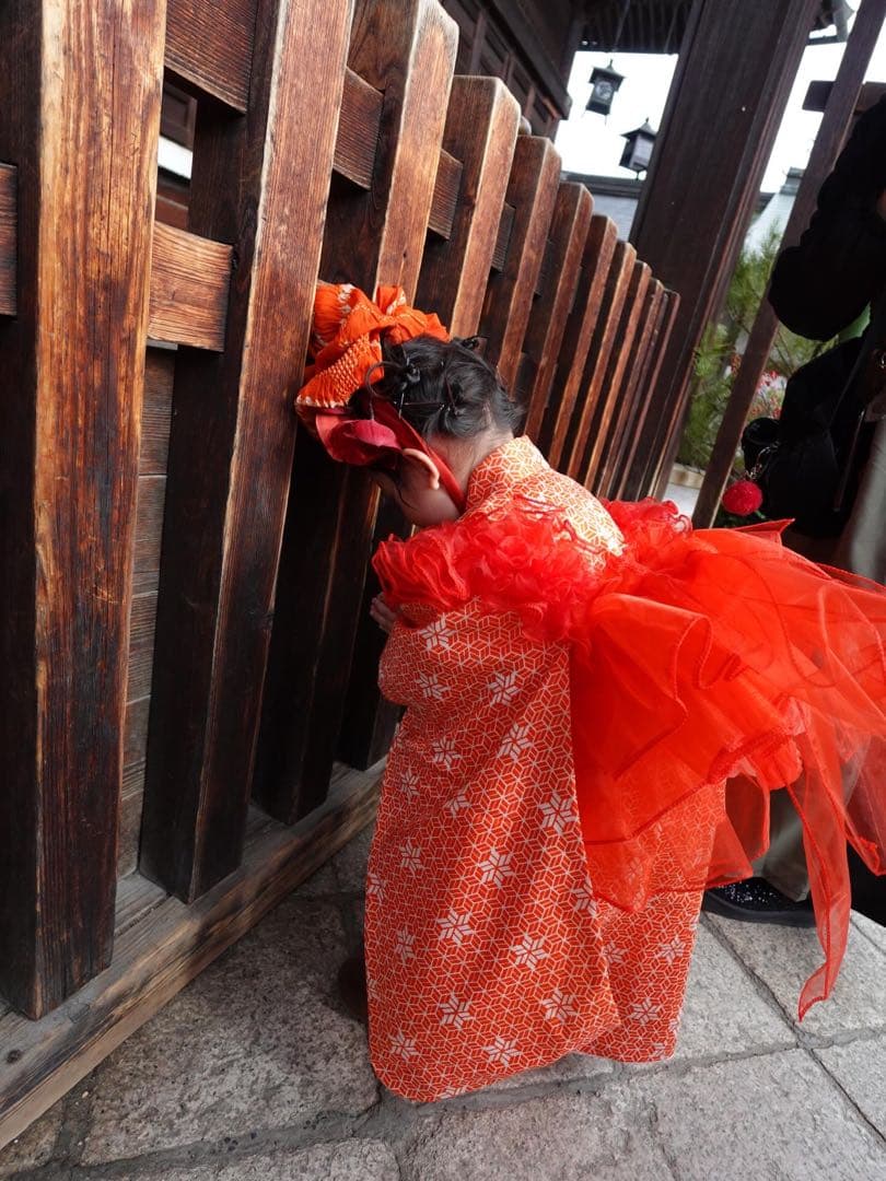 被布　被布チュール　被布エプロン　3歳　七五三　赤　被布ドレス　チュール被布