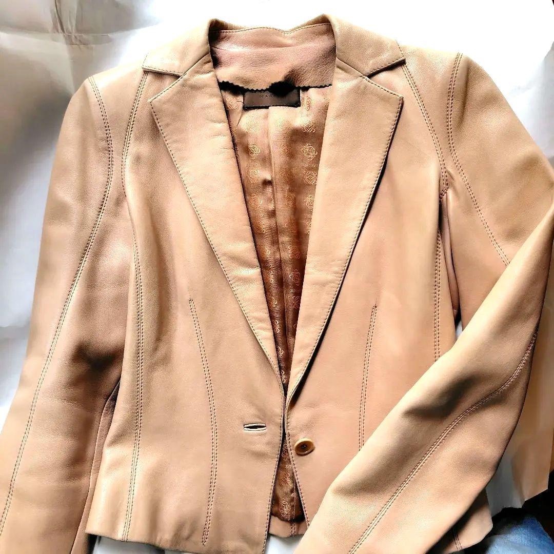 LOEWE ロエベ レザージャケット アナグラム 子羊 ピンクベージュ