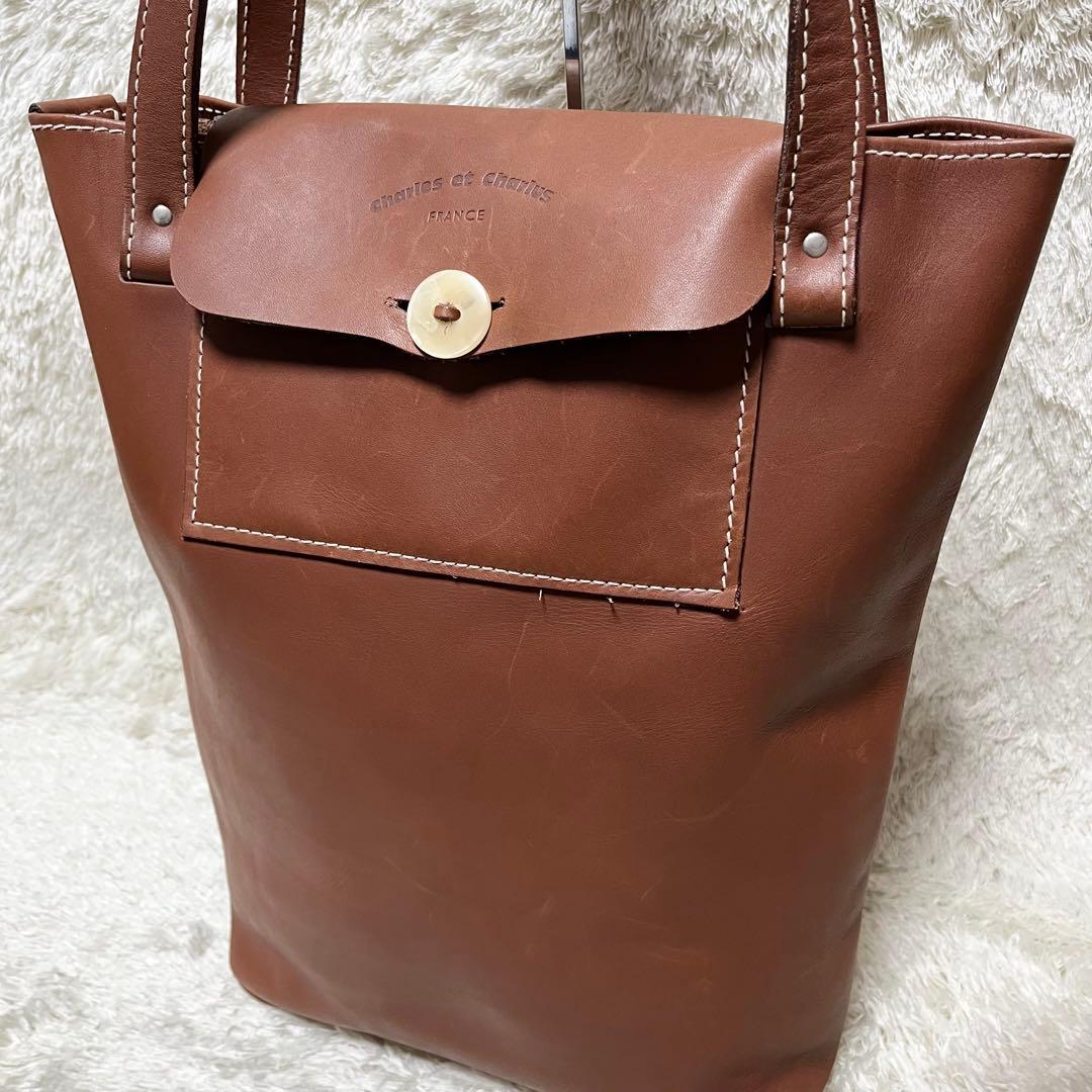 シャルルエシャルリュス　トートバッグ　レザー　ブラウン　肩掛け