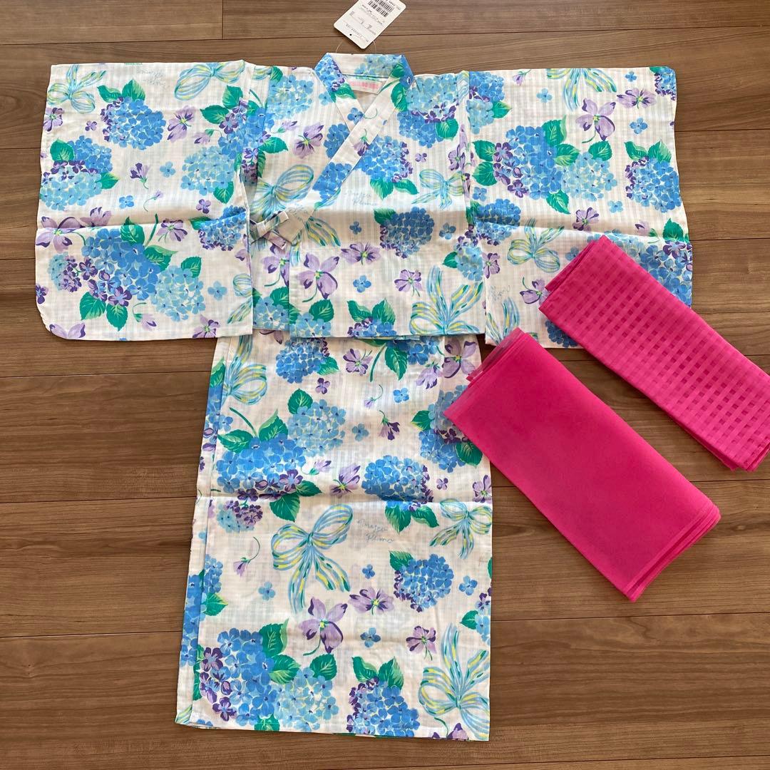 新品 メゾピアノ浴衣2way セパレート 紫陽花柄　ブルー系 110cm