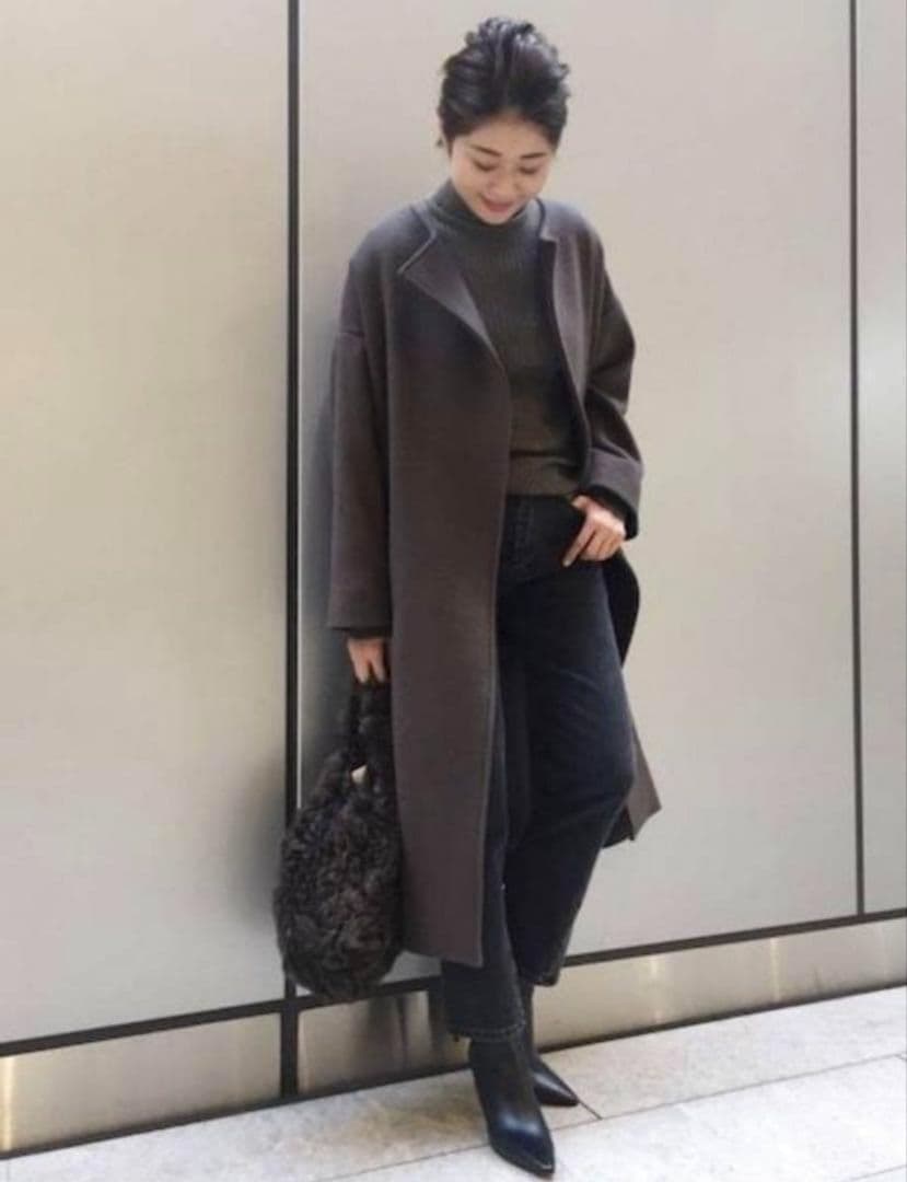 AP STUDIO ラムウール ノーカラーコート オーバーサイズ ロング