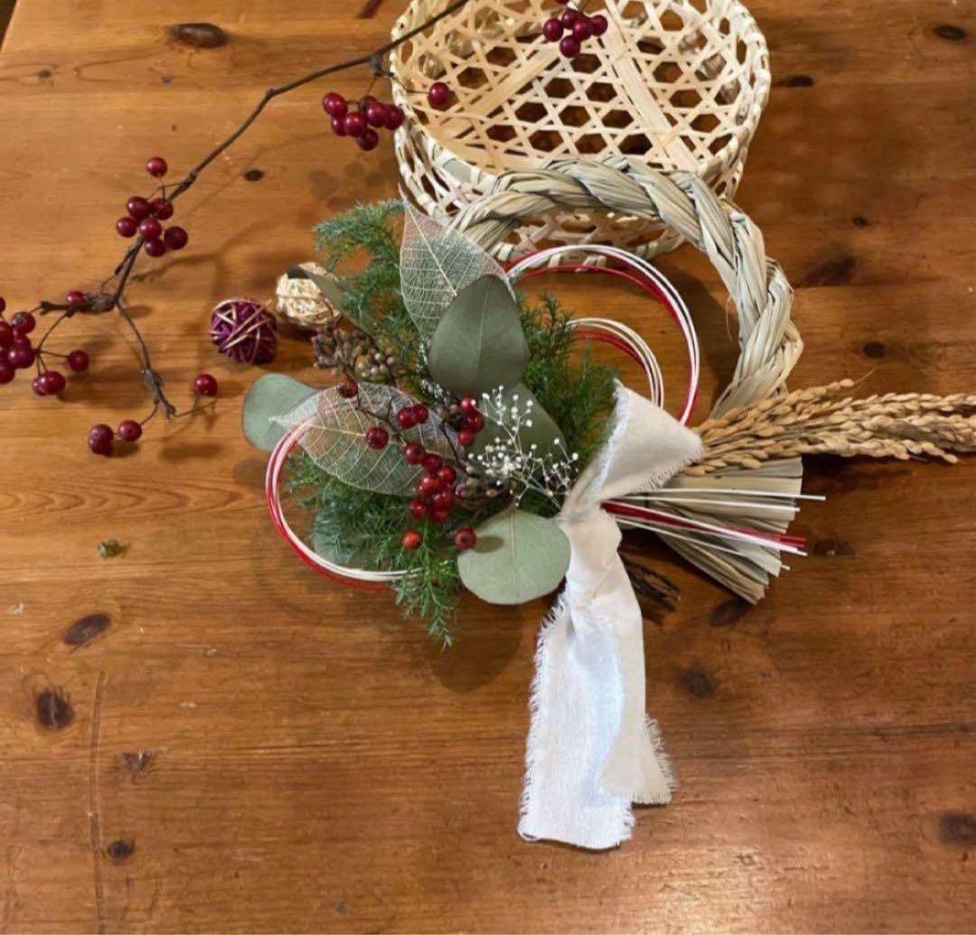 【受注制作】しめ縄　しめ飾り　お正月飾り　玄関飾り　スワッグ　ドライフラワー