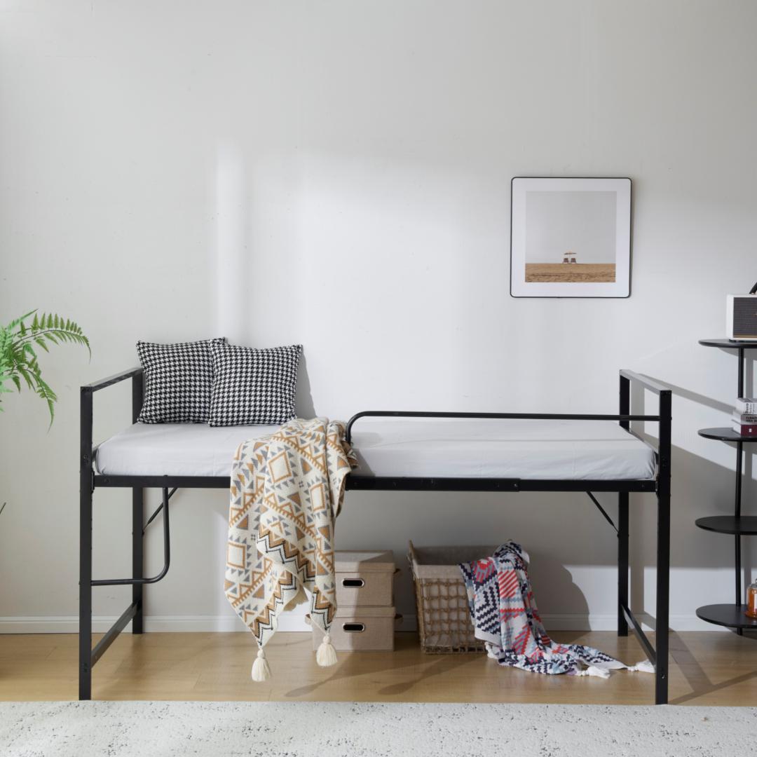 耐震 ベッド ロータイプ 北欧風 大人 一人暮らし【高さ110cm】Black