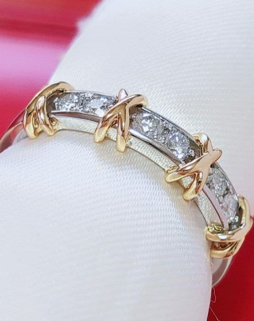 Pt950 k18yg コンビデザインダイヤリング 美品 即購入可