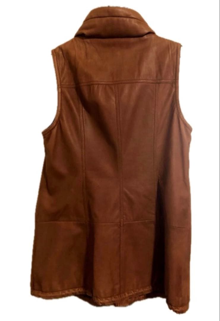 【高級 10万円】レザージャケット　レザーベスト 本革　ベスト ラム ブラウン