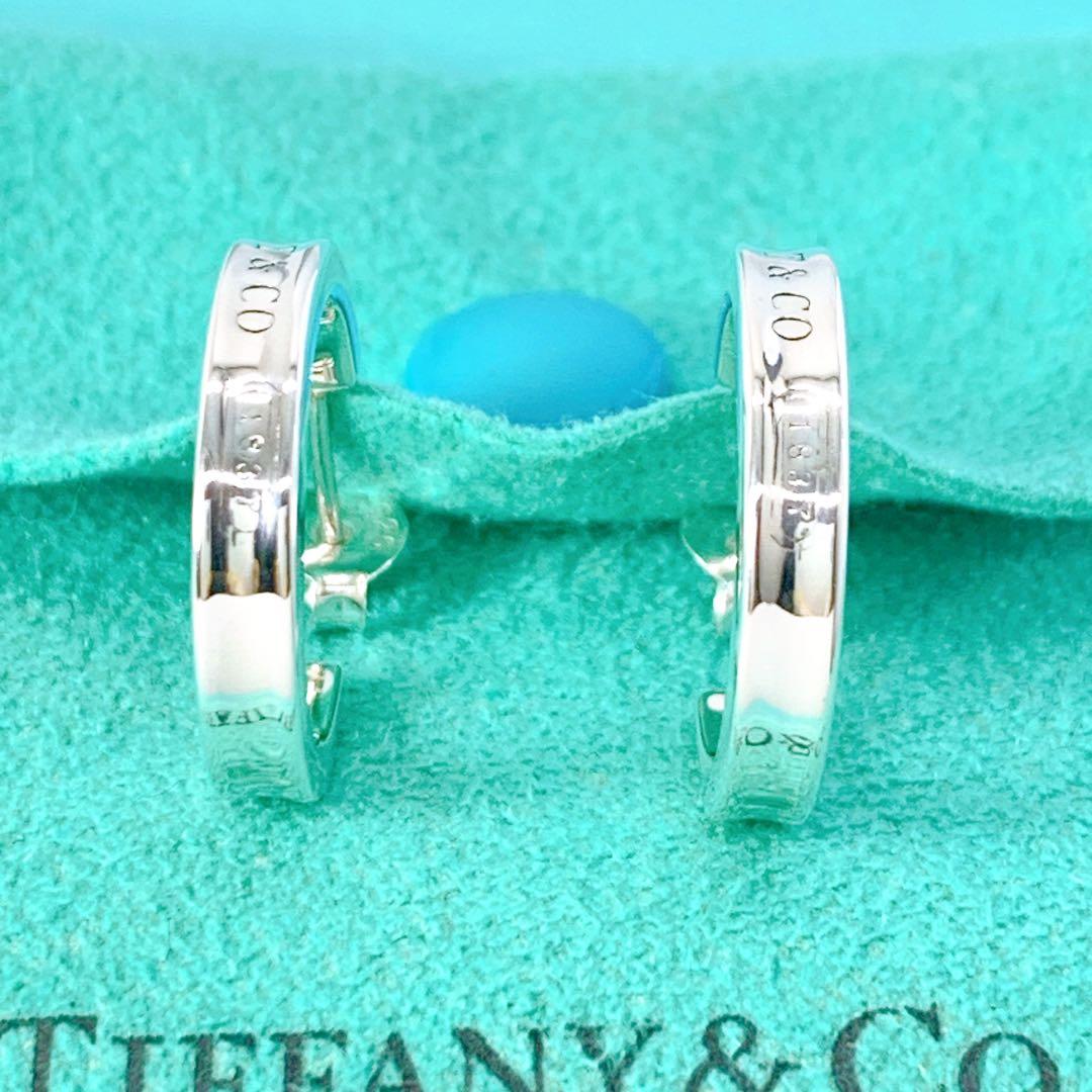 美品 ティファニー 1837 ナロー フープ ピアス キャッチ社外品 シルバー