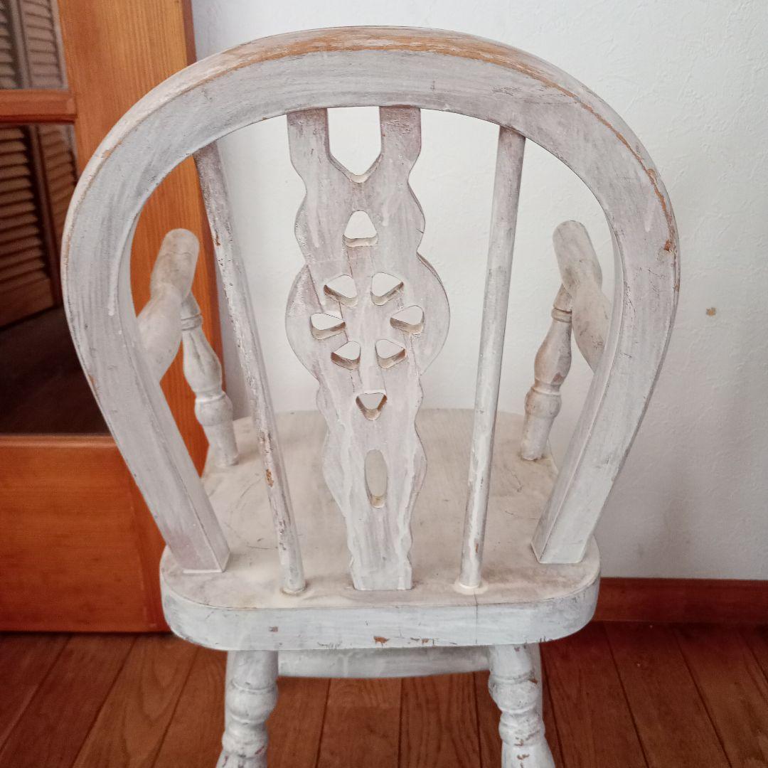 ✨１点物✨アンティーク風ダメージ加工チェア　ホワイト一脚　お値引き不可