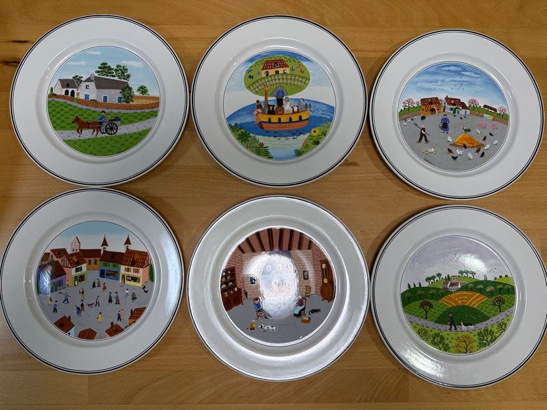 ビレロイボッホ　風景画装飾皿 6枚セット