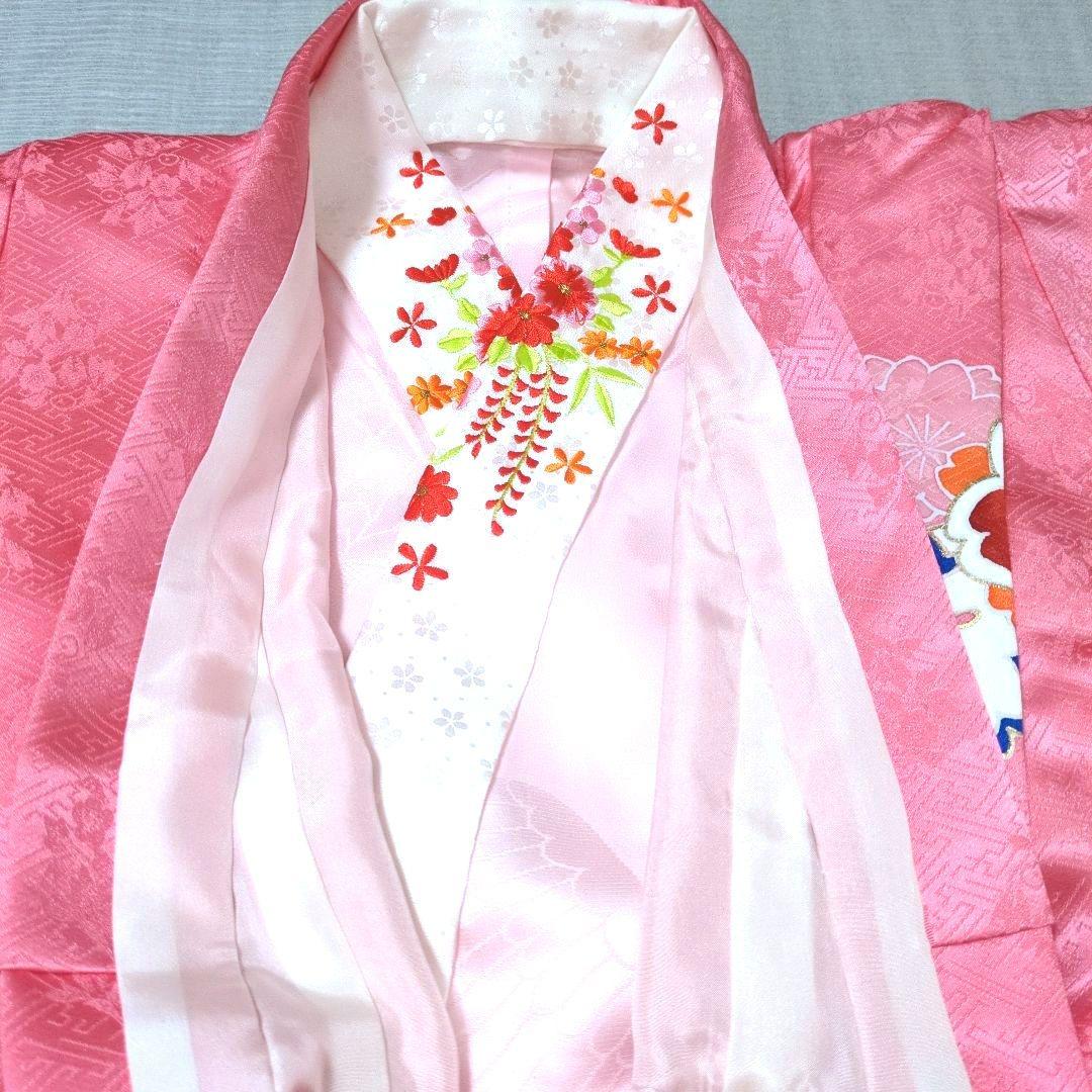 七五三フルセット　正絹　七歳　桜鞠文　1回着用　金駒刺繍　暈し染め　金彩　京友禅