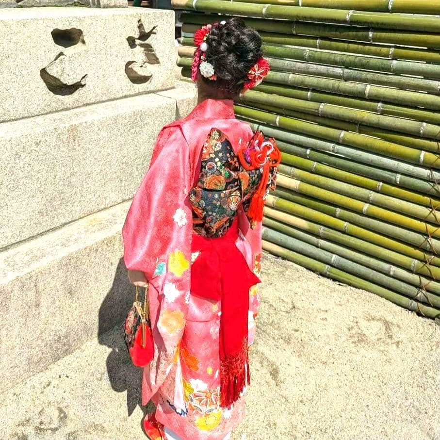 七五三フルセット　正絹　七歳　桜鞠文　1回着用　金駒刺繍　暈し染め　金彩　京友禅