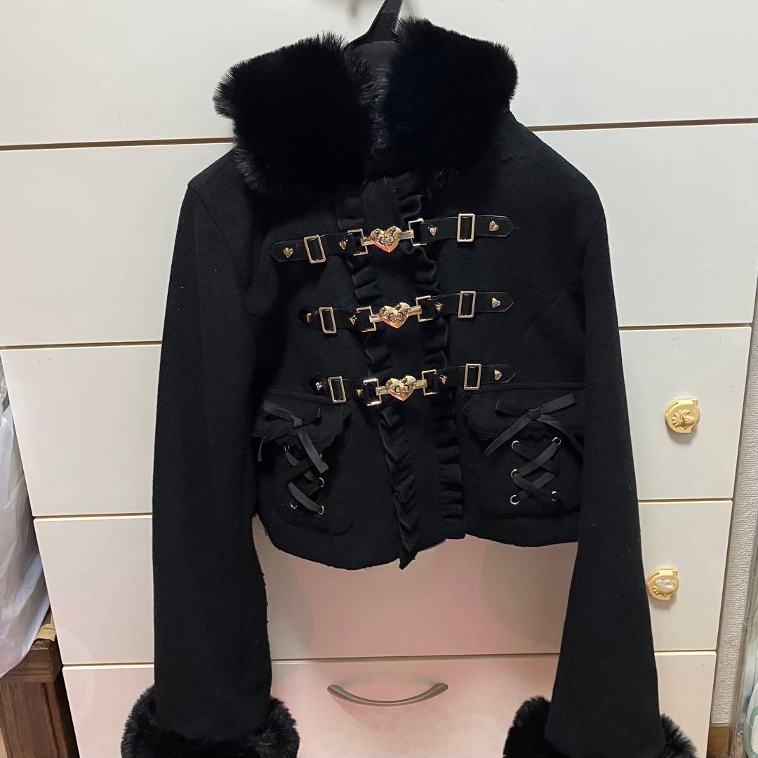 ROJITA ハートバックルショートコート ブラック 黒