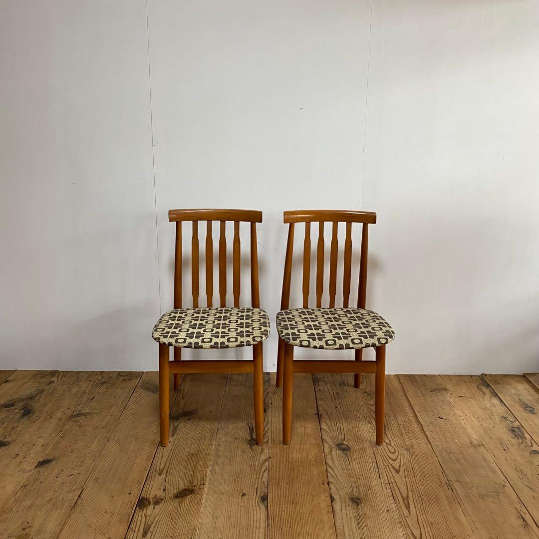 2脚セット ヴィンテージ ダイニングチェア 椅子 木製 レトロ モダン y48