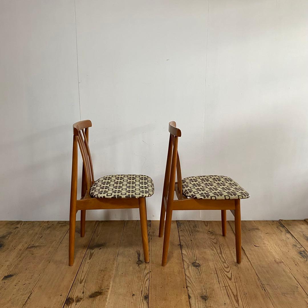 2脚セット ヴィンテージ ダイニングチェア 椅子 木製 レトロ モダン y48