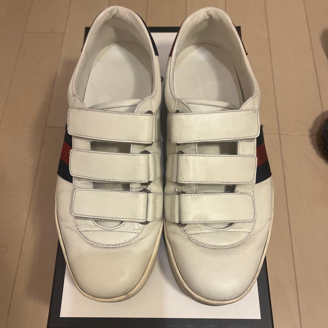 ホワイトレザー ベルクロスニーカー