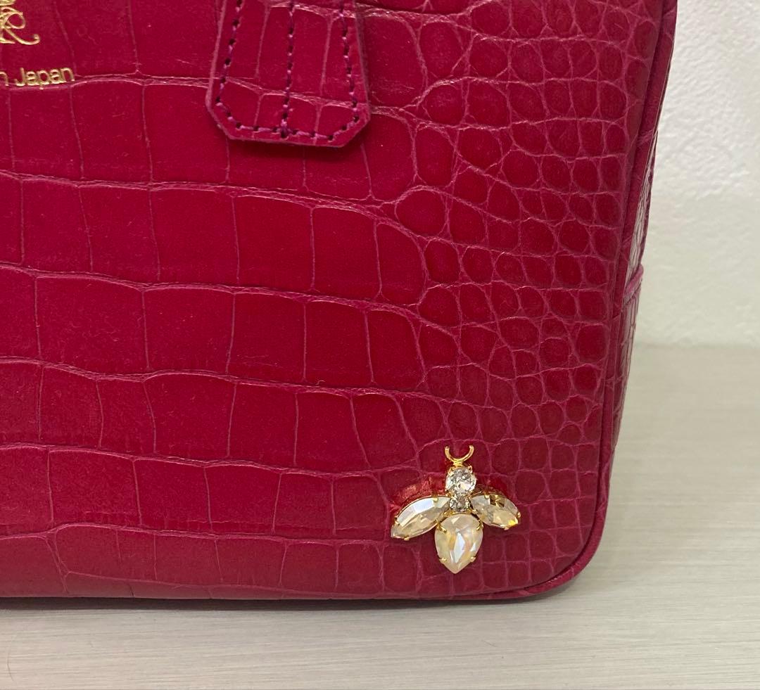 ADMJ THE BEE 牛革クロコダイル型押し ボストンバッグ