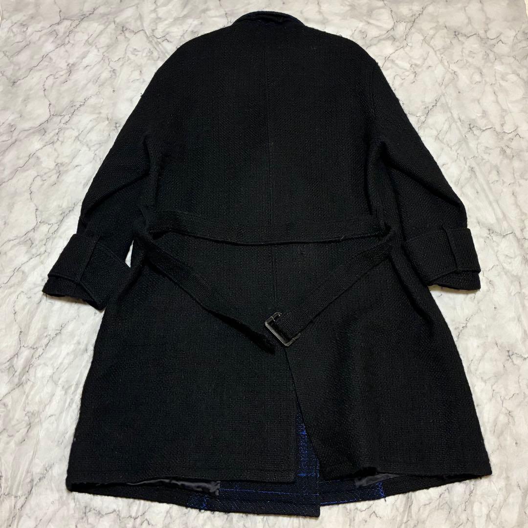 JUN OKAMOTO 高年式 ベルト付 ダブル ロングコート チンストラップ