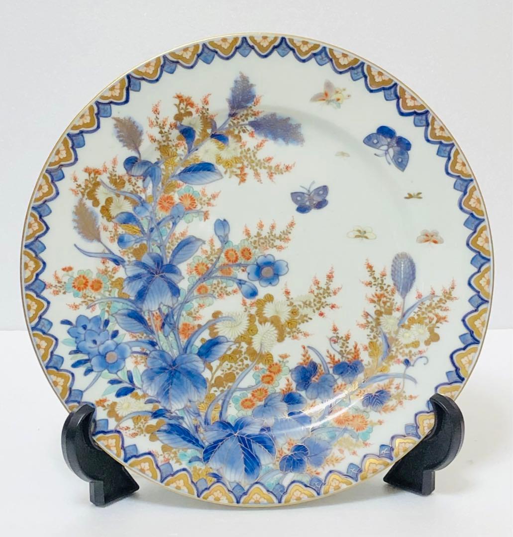 のいばら 明治香蘭社 有田焼 オールド 香蘭社 染錦上絵金彩秋草文8寸皿