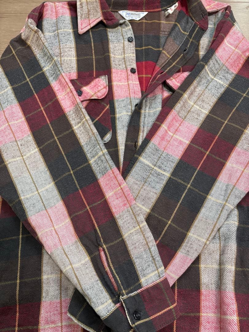 70s FIVE BROTHER ネルシャツ USA製 XL レアカラー