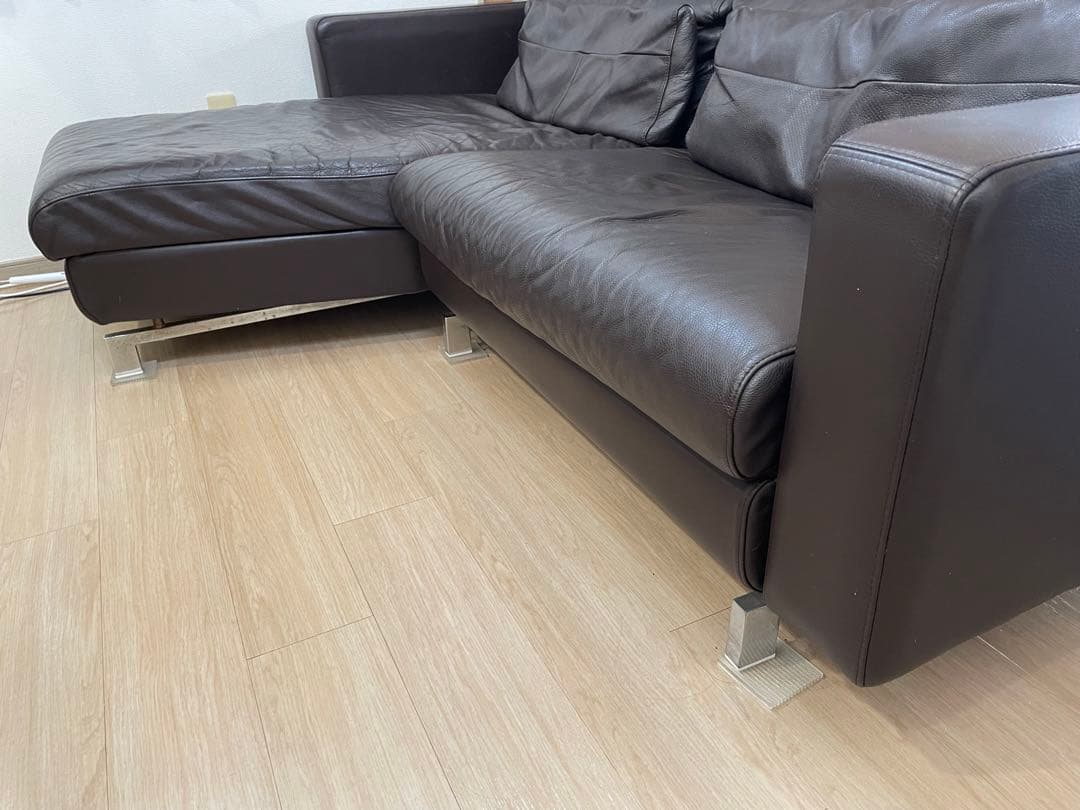 ダークブラウン レザー L字型ソファ　引き取り希望