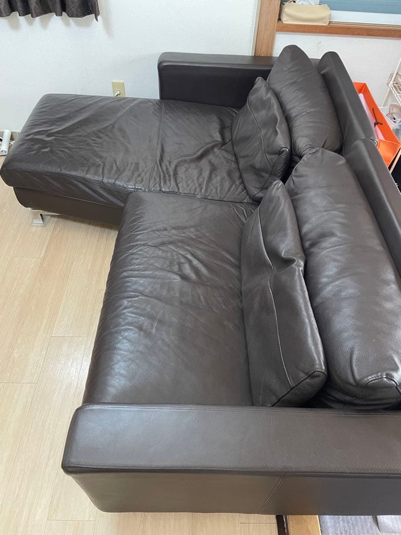 ダークブラウン レザー L字型ソファ　引き取り希望