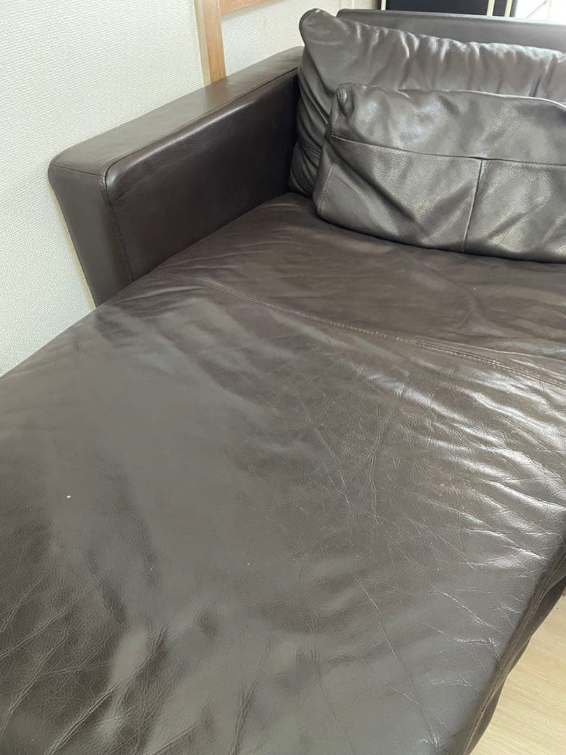 ダークブラウン レザー L字型ソファ　引き取り希望