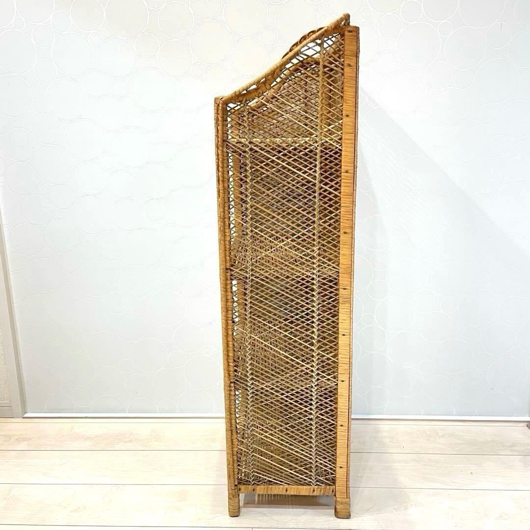 【希少】ラタンラック 4段 籐製シェルフ 収納家具 アンティーク 昭和レトロ