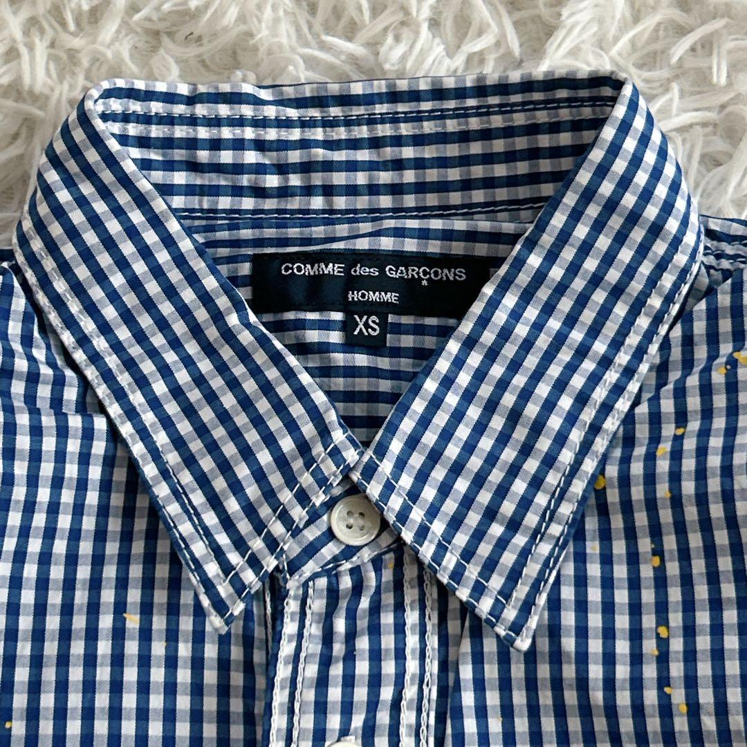 希少品✨ コムデギャルソンオム ペンキ加工 ギンガムチェックロングスリーブシャツ