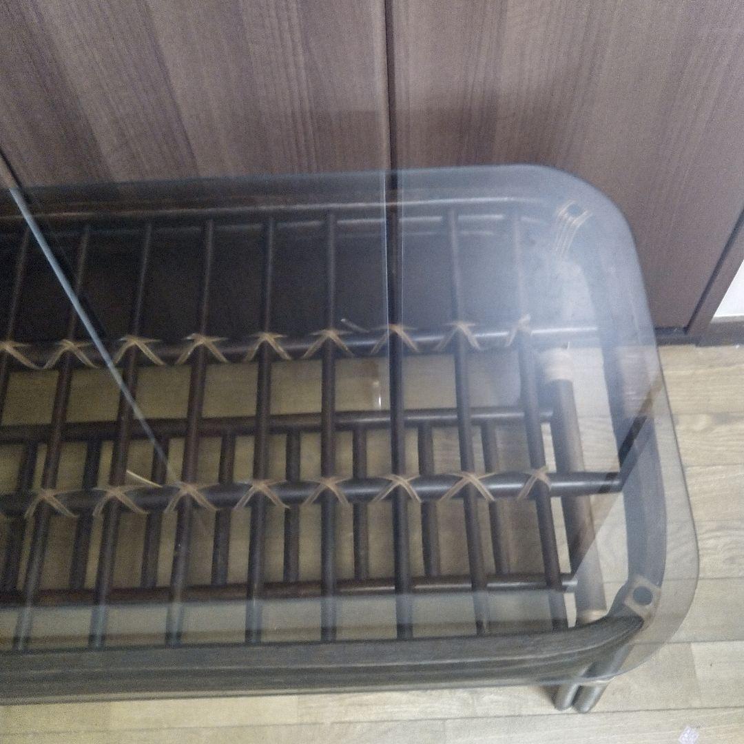 ラタン ガラステーブル センターテーブル ローテーブル コーヒーテーブル